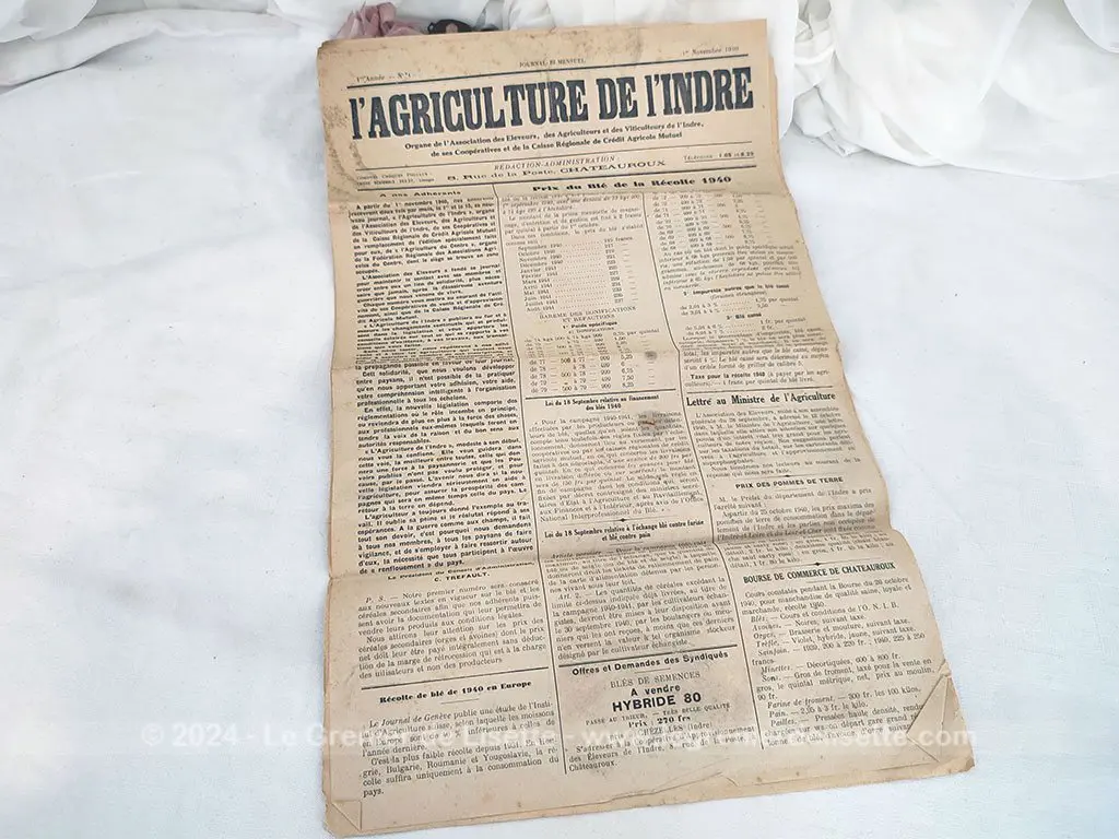 Lot de 4 journaux L’Agriculture de l’Indre datant de 1940 – Image 4