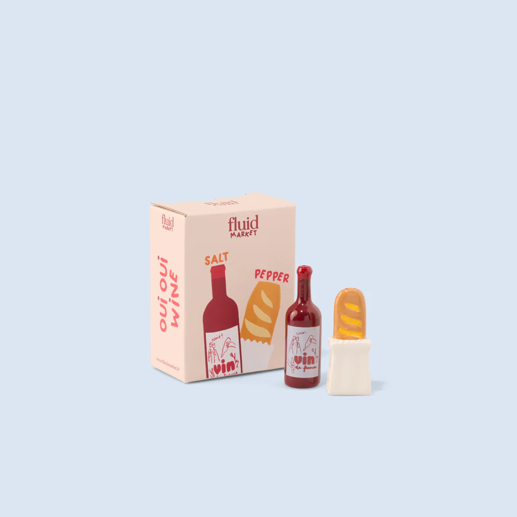 Salière & Poivrière en Céramique – Bouteille de Vin & Baguette | Fluid Market – Image 2