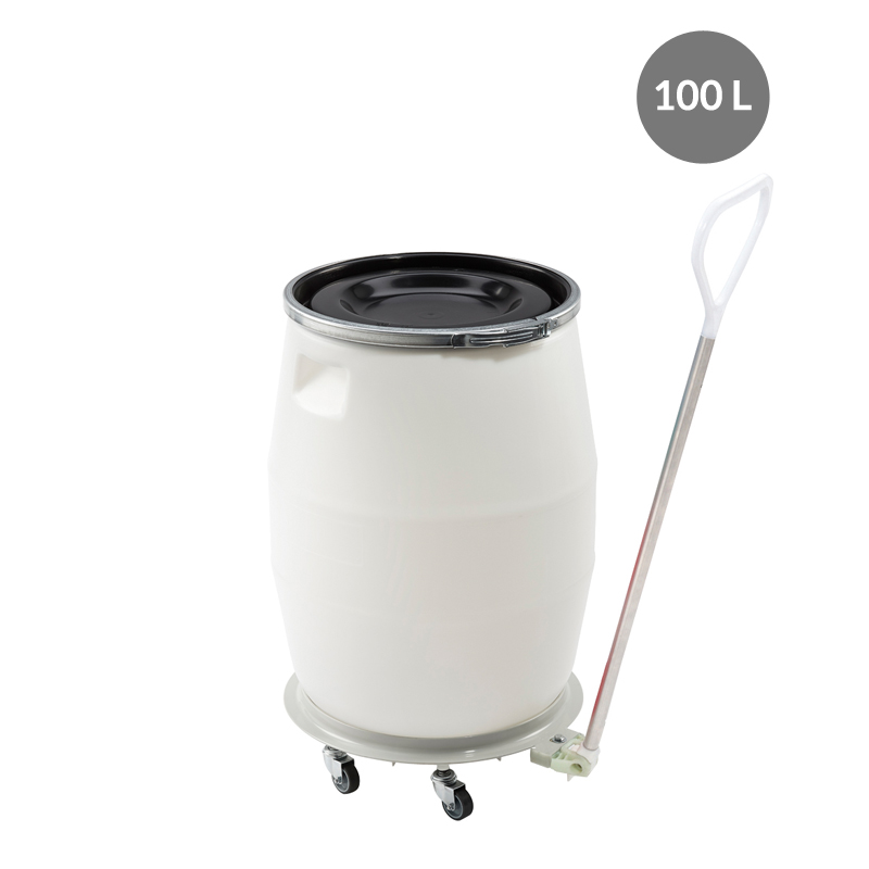 Fût 100 L + genouillère métal + couvercle – blanc – Image 4