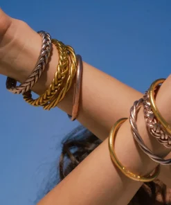 Bracelet Jonc Bouddhiste Tressé Or