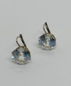 Boucles d&rsquo;oreilles en or gris, avec grosses pierres en verre facettée, 1930.