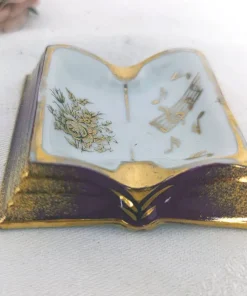 Petit cendrier vintage forme livre ouvert Porcelaine de Limoges