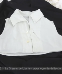 Ancien faux col guimpe coton blanc côtelé