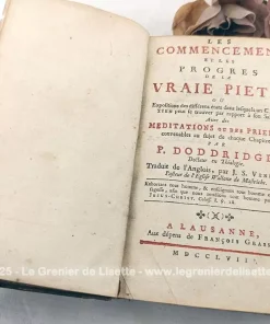 Ancien livre « Les Commencemens de la vraie Piété » daté de 1757