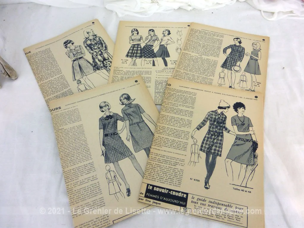 Lot de 5 patrons robes modèles années 60