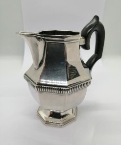 Pot à lait en argent massif et son anse en bois noir, Art Déco vers 1930.