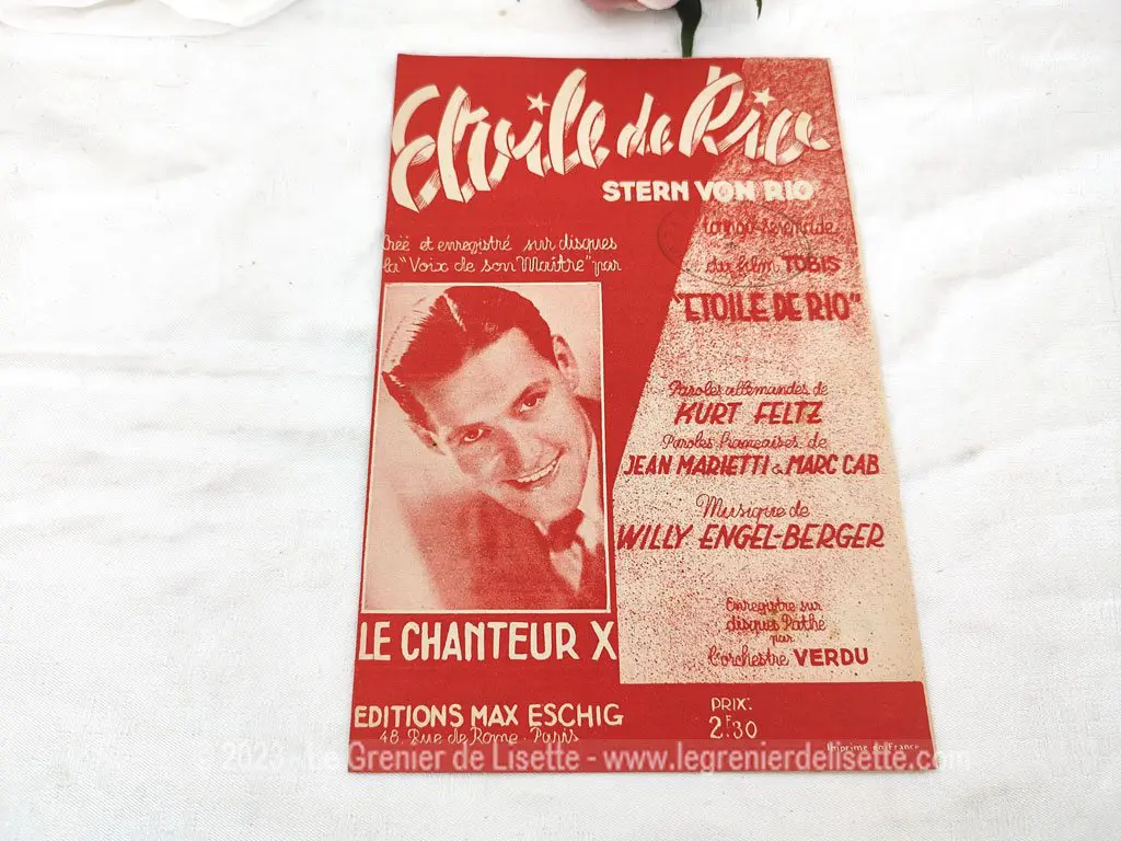 Ancienne partition « Etoile de Rio » enregistrée par Le Chanteur X – Image 2