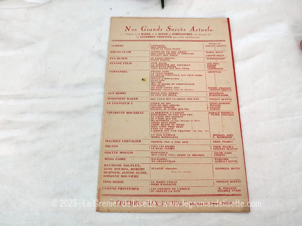 Ancienne partition « Etoile de Rio » enregistrée par Le Chanteur X – Image 4