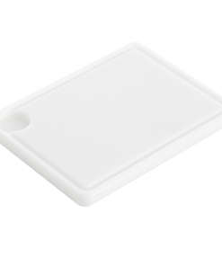 Planche à découper – rigole et récupérateur de jus 600 x 400  HACCP – Blanc