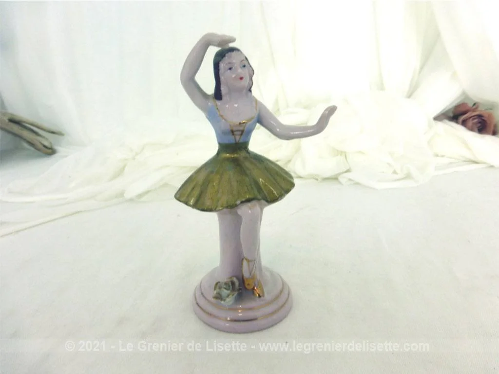 Figurine céramique danseuse jupe piédestal – Image 2