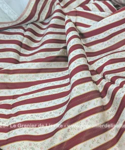 Coupon tissus moiré Jacquard rayures Biedermeier bordeaux et or